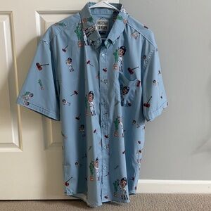 Aaron Judge NY Yankees RSVLTS Light Blue Graphic Button Down Shirt